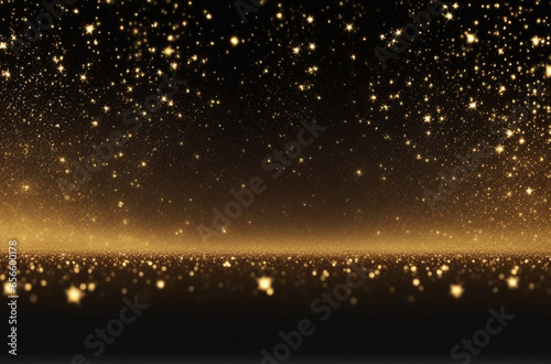 Gold stardust shining particles on a dark abstract background