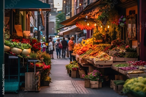 Panoramic view of a street market in New York City.