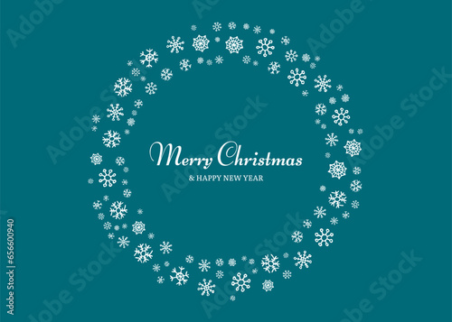 Merry Christmas background with snowflakes in circle