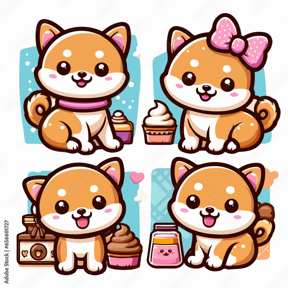 Cute puppy vector illustration collection set Cute puppy vector illustration collection set