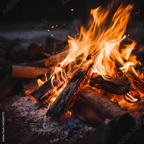 close up of wood fire