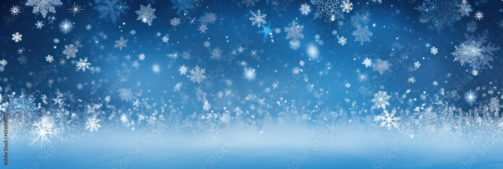 Seamless blue Christmas background with falling snow