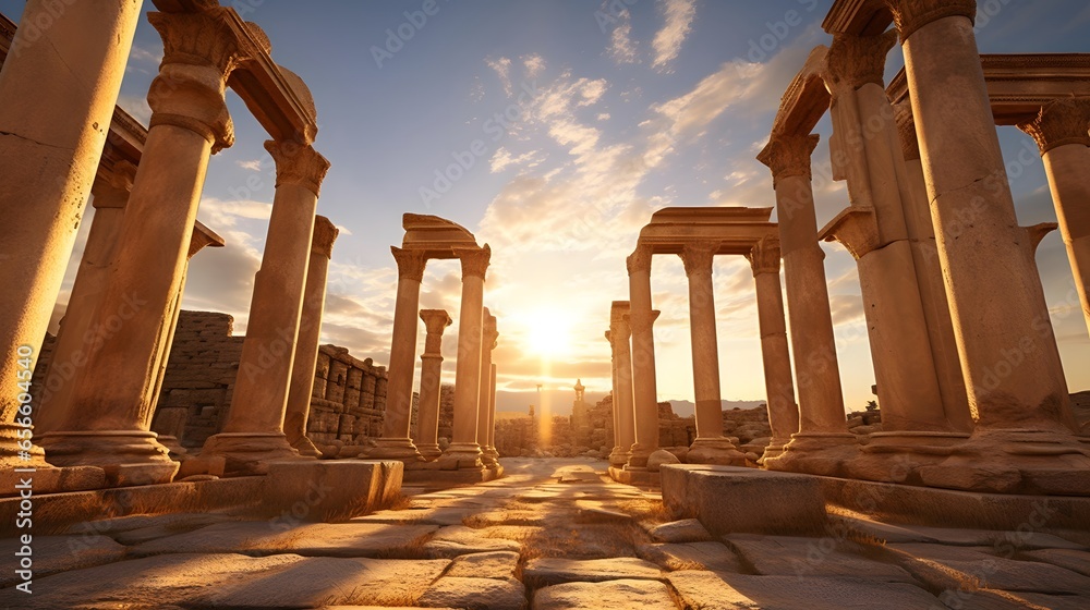 Naklejka premium Ruins of ancient city of Persepolis at sunset, Iran