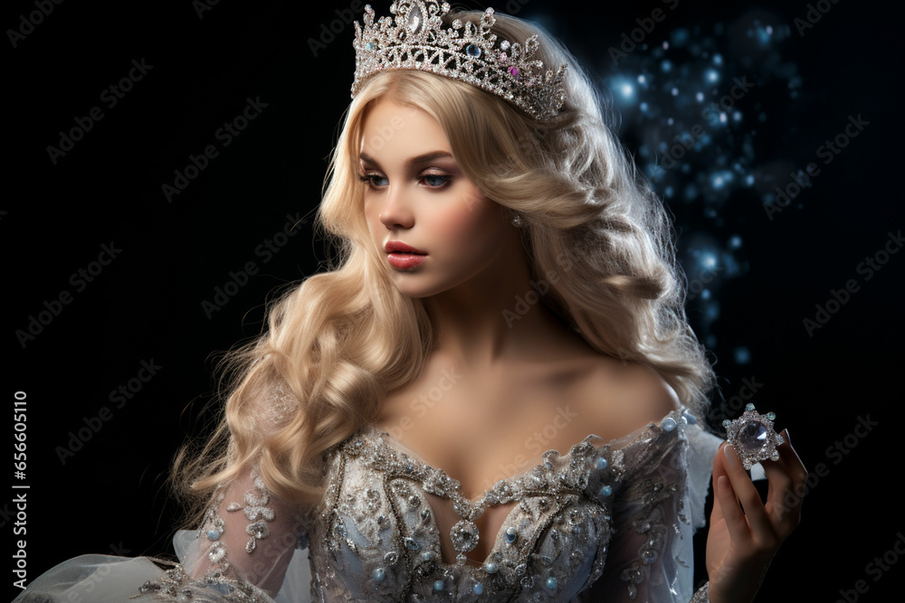 beautiful blonde woman in a crown and jewelry beautiful blonde woman in a crown and jewelry