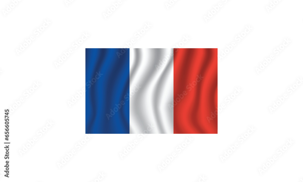 France flag waving vector illustration Flag icon Standard color Standard size A rectangular flag Computer illustration Digital 