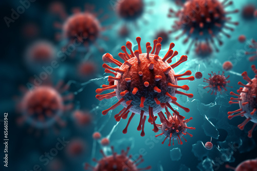 a 3d virus is shown in a blue background © msroster
