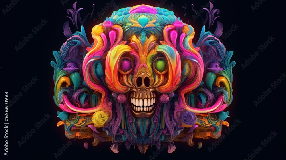 colorful psychedelic horror fantasy logo.Generative AI