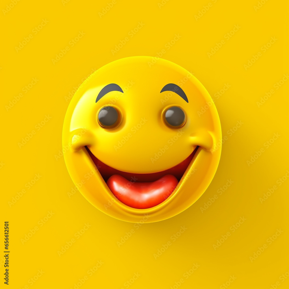 Smiling emoticon 3d illustration