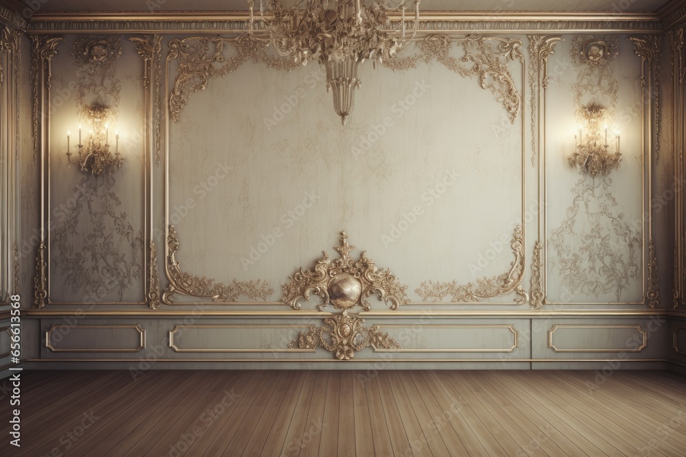 empty interior room in elegant baroque style.  - obrazy, fototapety, plakaty 