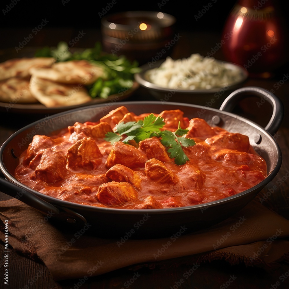 A Culinary Symphony of Spice: High-Quality Chicken Tikka Masala Photography with Full-Color Isolated Backgrounds - Exploring the Fiery Flavors of Indian Cuisine