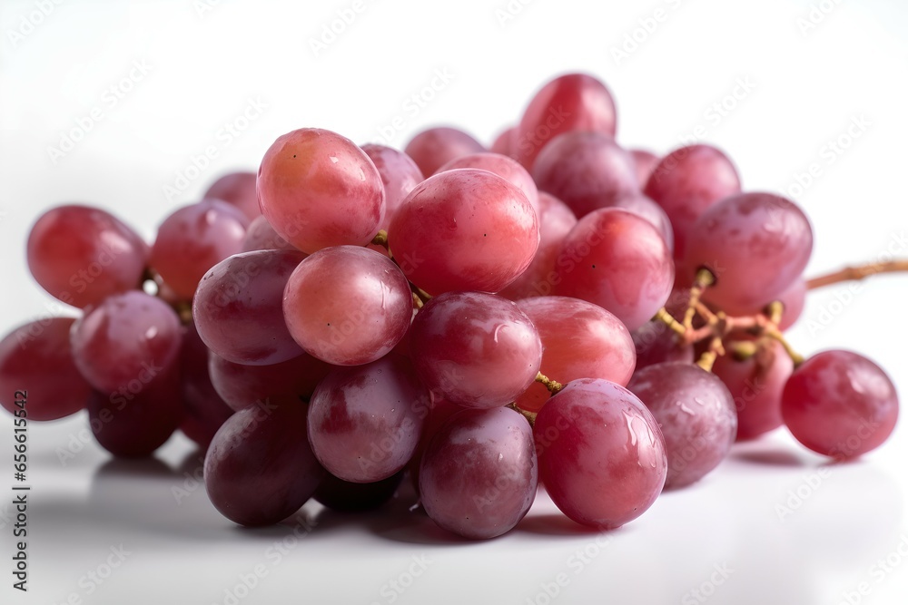 Red Grapes on a White Background, Generative AI
