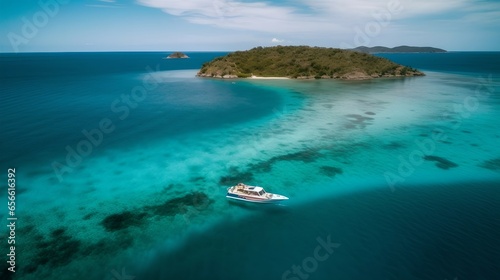 Motorboat on Clear Blue Sea