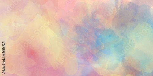 Colorful and bright watercolor background texture with grunge watercolor splashes, Abstract bright and shinny lovely soft color watercolor background, Beautiful and light color colorful background.