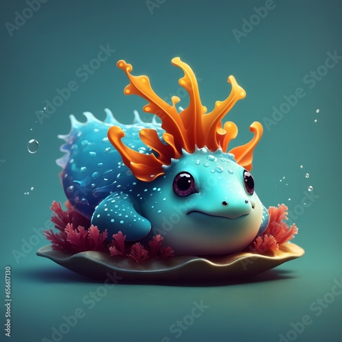 Sea slug illustration Ai Generative