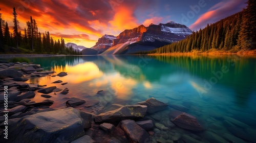 Sunset over Lake Louise  Banff National Park  Alberta  Canada