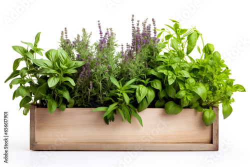 Generative AI illustration of assortment of fresh aromatic herbs