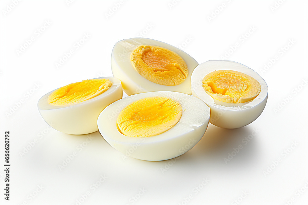 Boiled eggs cut into halves. AI generated. Boiled eggs cut into halves. AI generated.