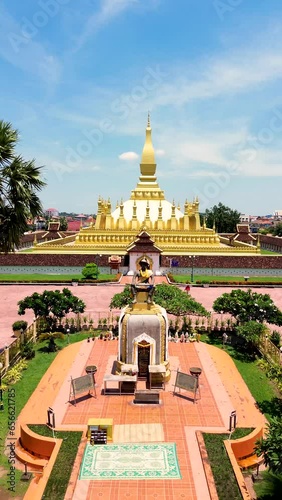 That Louang Areial view of the cityin Vientaine Laos photo