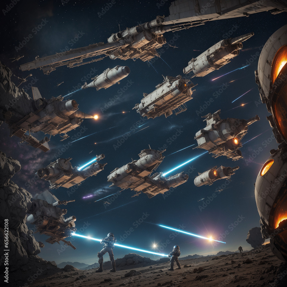 Obraz premium future, science fiction, space war, space fleet, sf style, generative, artificial intelligence, generative ai