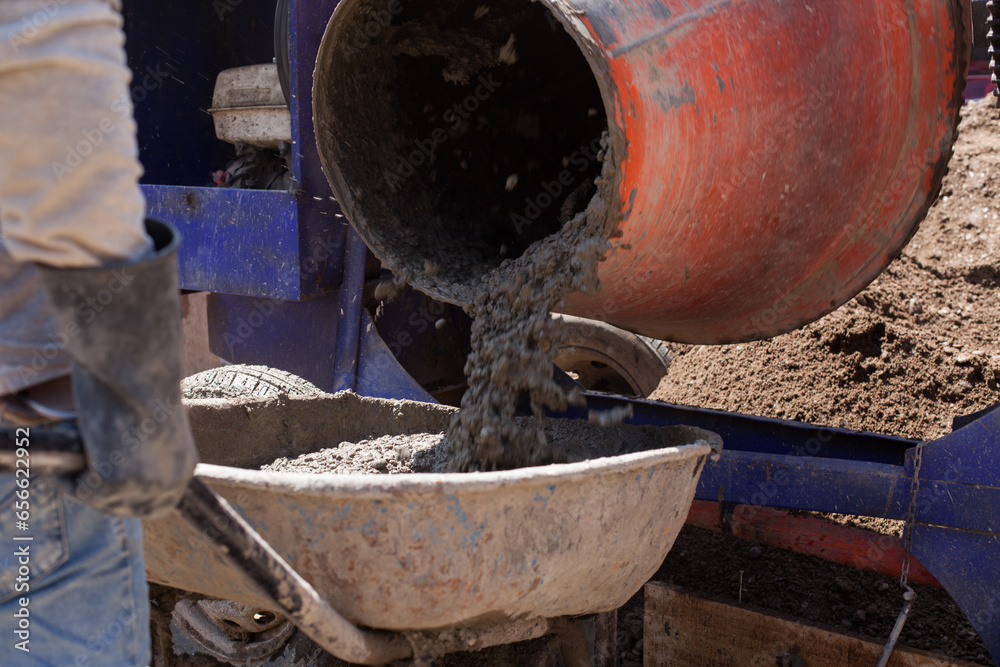 Photo of concrete on a construction site in Latin America. Concept of industry and construction. Photo of concrete on a construction site in Latin America. Concept of industry and construction.