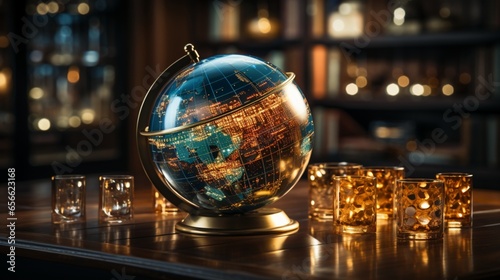 A globe surrounded by data charts and graphs  global business insights