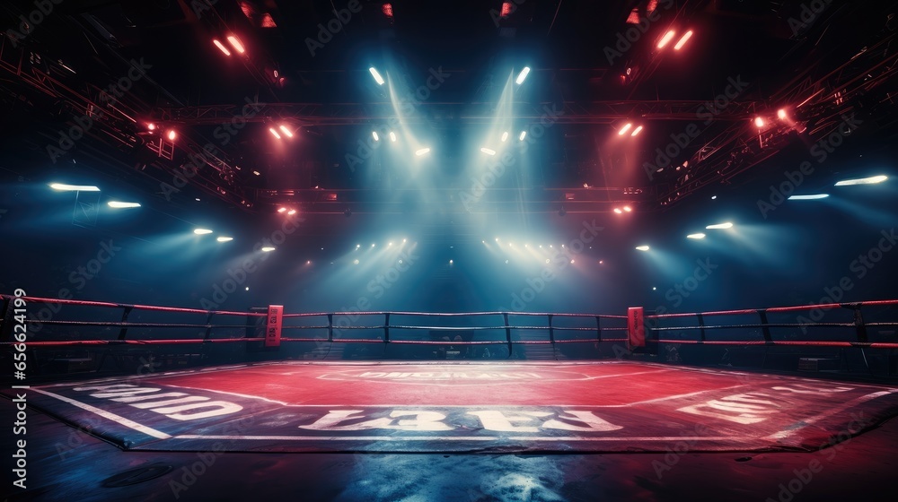 An boxing arena for intended for MMA matches, A stadium featuring a