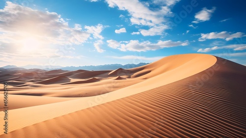 Panoramic view of sand dunes in the Sahara desert  Morocco