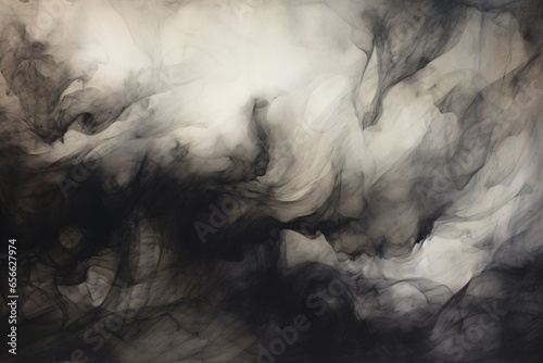 Black and white charcoal sketch of smoke pattern