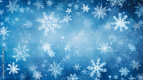 Blue Christmas background with snowflakes and place for your text.