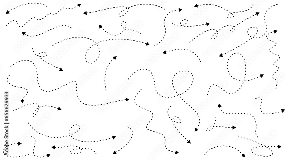 dotted lines in the form of arrows for direction