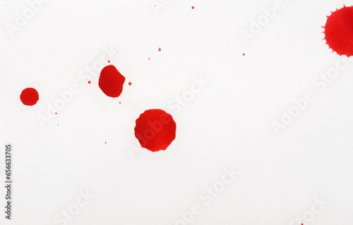 Blood splatters. Red blots of watercolor  Realistic bloody splatters for Halloween Drop of blood concept.