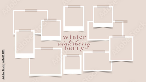 Vector photo collage template moodboard pictures grids vector illustration