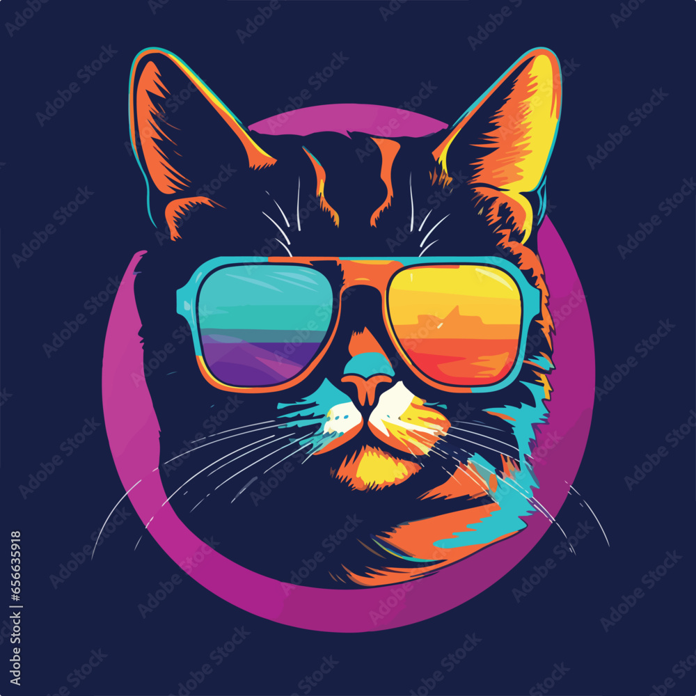 custom made wallpaper toronto digitalColorful pop art portrait of cat