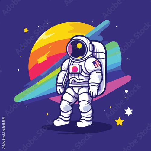 Colorful pop art portrait of astronaut