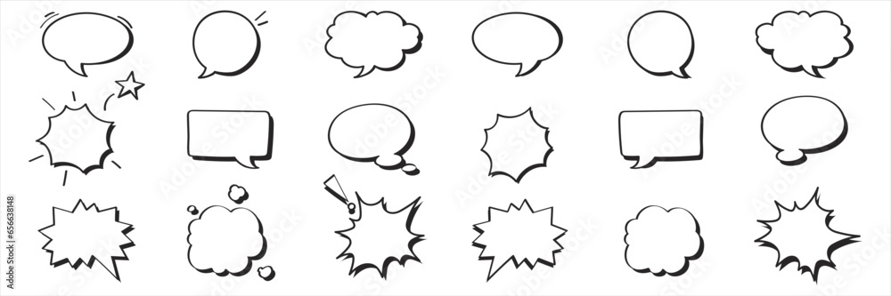 Obraz premium Speech Bubble set. Talk bubble. Cloud speech bubbles collection. Retro empty comic speech bubbles. Vector Illustration