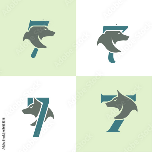  Initials Logo Design Number 7 I Wolf Logo Design Concept
