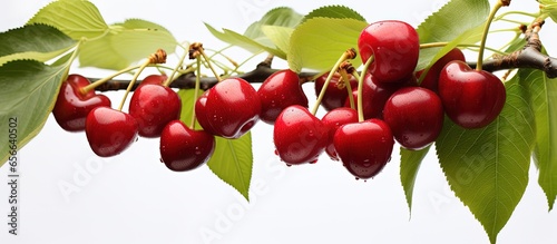 Ripe cherries on a garden tree branch with copyspace for text © 2rogan