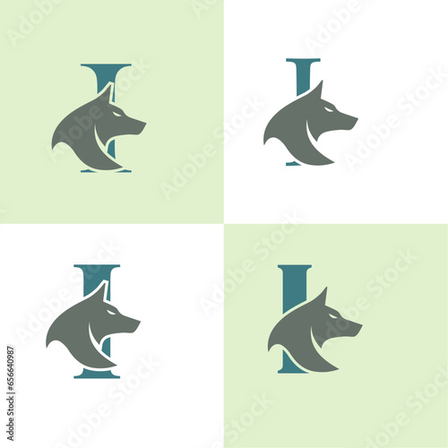 Initials Logo Design Alphabet Letter I I Wolf Logo Design Concept