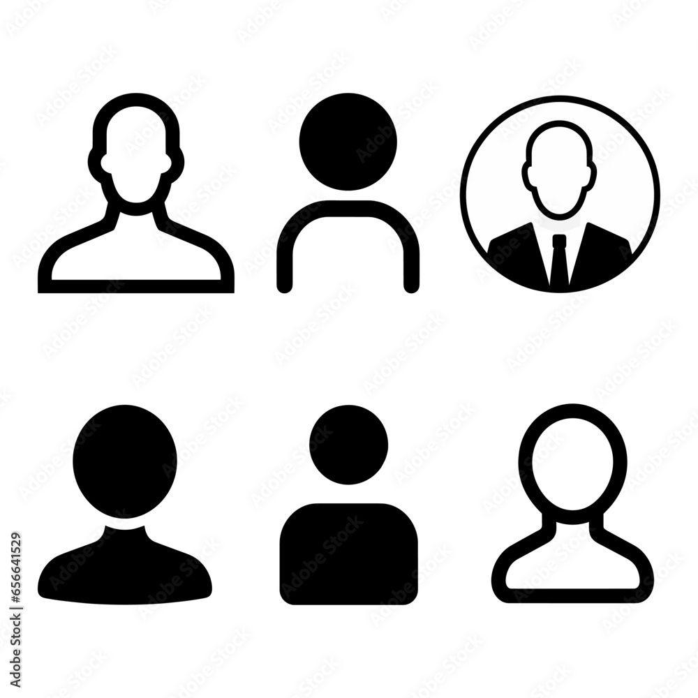 Various human avatars in black and white style Various human avatars in black and white style