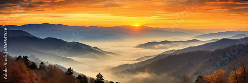 Great Smoky Mountains National Park Scenic Sunset Landscape vacation getaway destination © Sasint