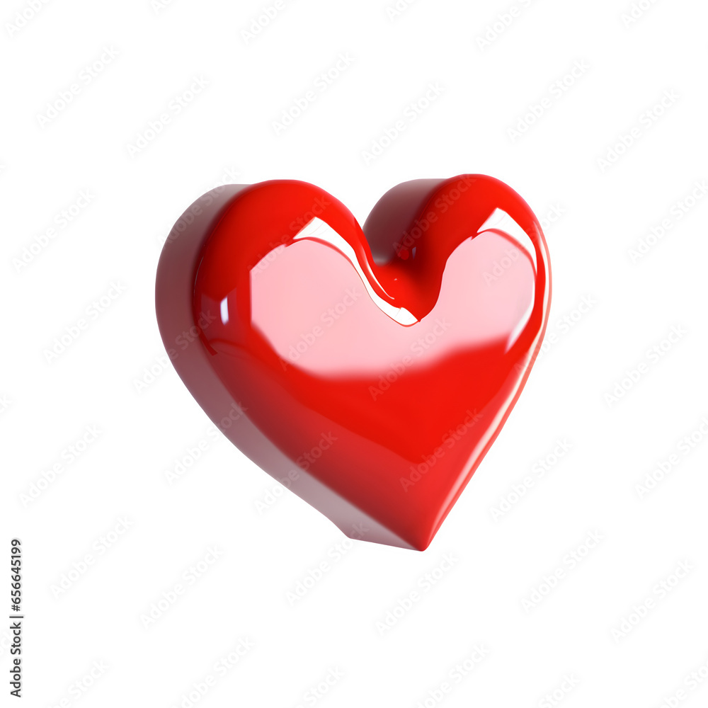 Fototapeta premium 3d heart isolated on transparent background, heart png for social media