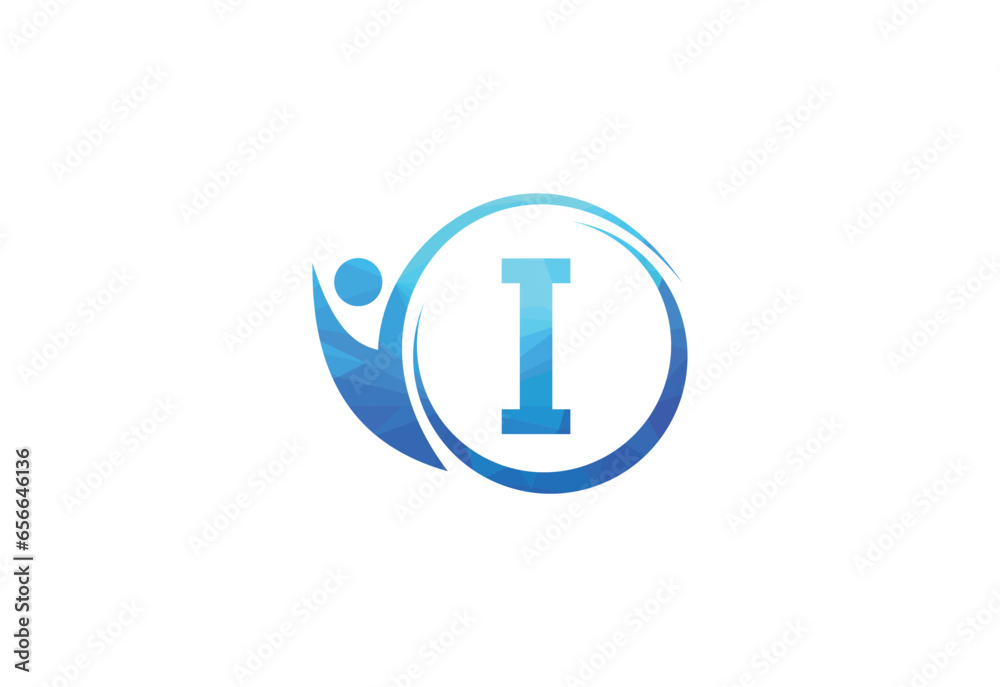 Letter I with human health care logo design vector. Health care symbol template. Letter I with human health care logo design vector. Health care symbol template.