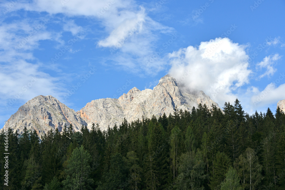 panorama of Steinernes Meer mountain range in summer in Austria 