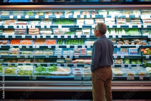 man In Supermarket Buying Groceries Food, AI Generated