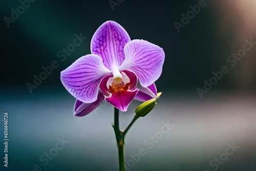 purple orchid on black background