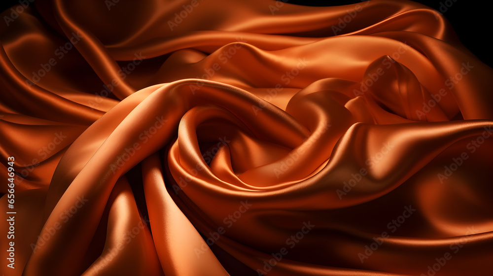 Abstract orange satin background. 3d render, for product presentation, product display, banner background Abstract orange satin background. 3d render, for product presentation, product display, banner background