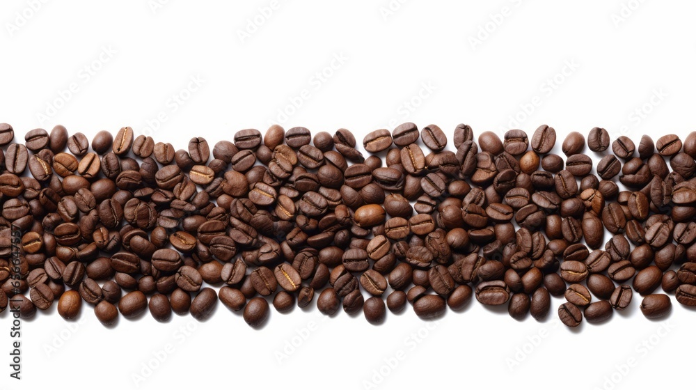 Panoramic coffee beans isolated on white background Panoramic coffee beans isolated on white background