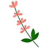 Adorable ramita con hojas verdes y rosas
