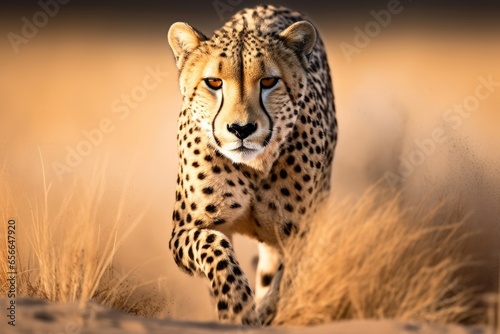 Cheetah  stalking fro prey on savanna, digital art, Generative AI © Kevin