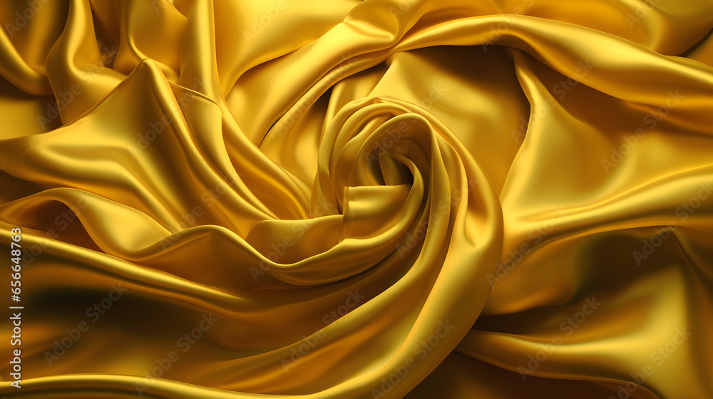 Abstract yellow satin background. 3d render, for product presentation, product display, banner background Abstract yellow satin background. 3d render, for product presentation, product display, banner background